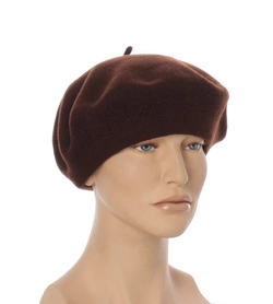 Wełniany ozdobny beret z antenką 100% wełna Woolmark 11,5'' Tonak gorzka czekolada