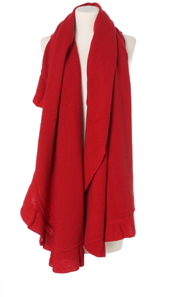 Wełniany duży szal okryciowy ponczo Mezzaluna Włochy 75x220cm ciepła wełna czerwony