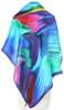 Jedwabna apaszka chusta kolorowa Marina D'Este 90x90cm ekskluzywna niebieska
