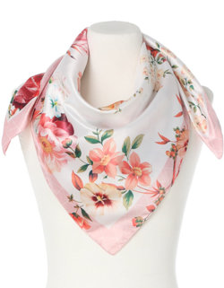 kolorowa chusta włoska kwiatowa pastelowa różowa Apaszka na Prezent 90x90cm Made in Italy